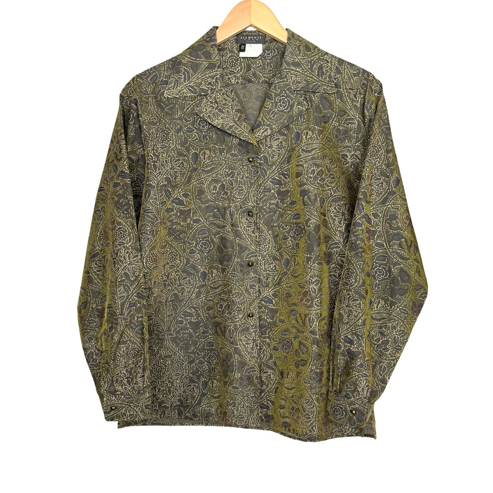 Elements Escada Silk Blend Button Up Tafta Evening Blouse Vintage Women’s